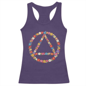 AA Sober Retro Flower Symbol Serenity Recovery Racerback Tank Top TS11 Purple Print Your Wear