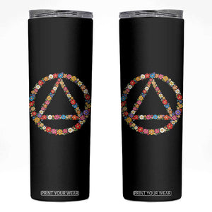 AA Sober Retro Flower Symbol Serenity Recovery Skinny Tumbler TS11 Black Print Your Wear