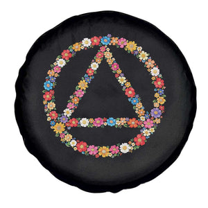 AA Sober Retro Flower Symbol Serenity Recovery Spare Tire Cover TS11 Print Your Wear
