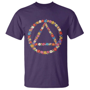 AA Sober Retro Flower Symbol Serenity Recovery T Shirt TS11 Purple Print Your Wear