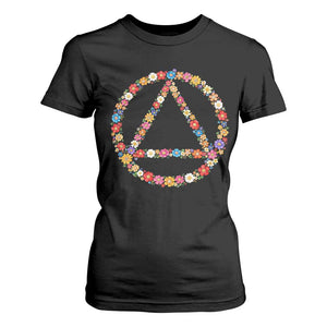 AA Sober Retro Flower Symbol Serenity Recovery T Shirt For Women TS11 Black Print Your Wear