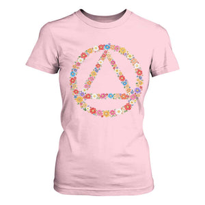 AA Sober Retro Flower Symbol Serenity Recovery T Shirt For Women TS11 Light Pink Print Your Wear