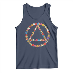AA Sober Retro Flower Symbol Serenity Recovery Tank Top TS11 Navy Print Your Wear