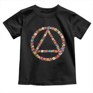 AA Sober Retro Flower Symbol Serenity Recovery Toddler T Shirt TS11 Black Print Your Wear