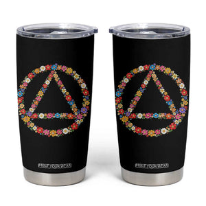 AA Sober Retro Flower Symbol Serenity Recovery Tumbler Cup TS11 Black Print Your Wear