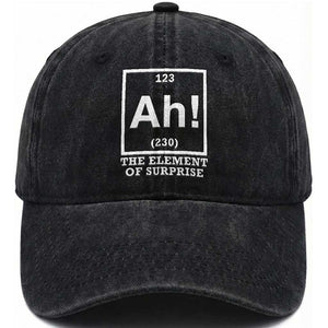 Ah The Element Of Surprise Washed Cotton Baseball Cap Funny Chemistry Science Pun TS11 Print Your Wear