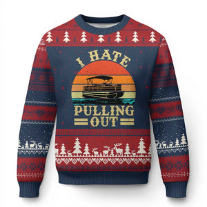 Funny Boating Boat Captain Ugly Christmas Sweater I Hate Pulling Out Vintage Retro TS11 Navy Red Print Your Wear