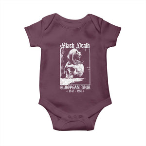 Black Death European Tour Baby Onesie Plague Rat Medieval History Skull Gothic TS11 Maroon Print Your Wear