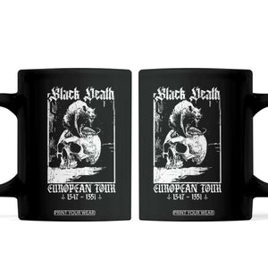 Black Death European Tour Coffee Mug Plague Rat Medieval History Skull Gothic TS11 Black Print Your Wear