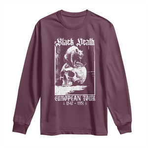 Black Death European Tour Long Sleeve Shirt Plague Rat Medieval History Skull Gothic TS11 Maroon Print Your Wear