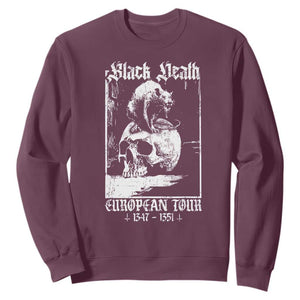 Black Death European Tour Sweatshirt Plague Rat Medieval History Skull Gothic TS11 Maroon Print Your Wear