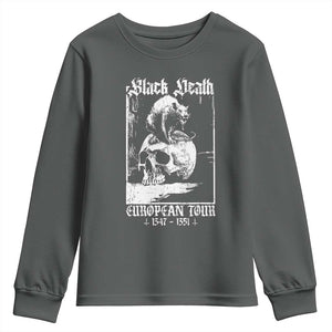 Black Death European Tour Youth Sweatshirt Plague Rat Medieval History Skull Gothic TS11 Dark Heather Print Your Wear