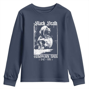 Black Death European Tour Youth Sweatshirt Plague Rat Medieval History Skull Gothic TS11 Navy Print Your Wear