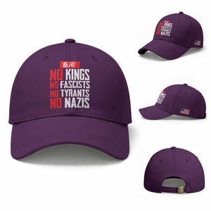 No Kings No Fascists No Tyrants No Nazis 8647 Baseball Cap TS11 Baseball Cap Universal Fit Purple Print Your Wear