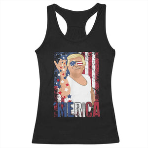 Funny Patriotic Trump Merica Racerback Tank Top Vintage American Flag 4th of July TS11 Black Print Your Wear