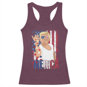Funny Patriotic Trump Merica Racerback Tank Top Vintage American Flag 4th of July TS11 Maroon Print Your Wear