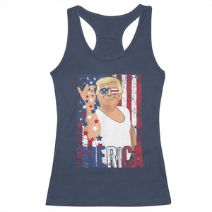 Funny Patriotic Trump Merica Racerback Tank Top Vintage American Flag 4th of July TS11 Navy Print Your Wear