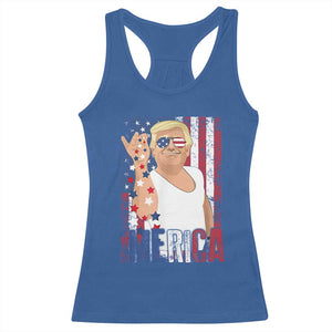 Funny Patriotic Trump Merica Racerback Tank Top Vintage American Flag 4th of July TS11 Royal Blue Print Your Wear
