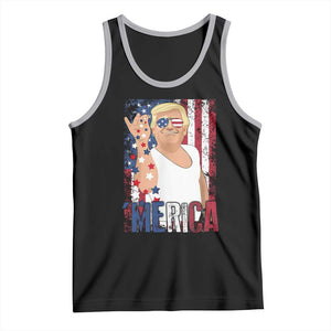 Funny Patriotic Trump Merica Tank Top Vintage American Flag 4th of July TS11 Black Athletic Heather Print Your Wear