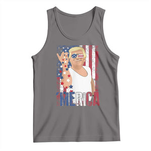 Funny Patriotic Trump Merica Tank Top Vintage American Flag 4th of July TS11 Deep Heather Print Your Wear