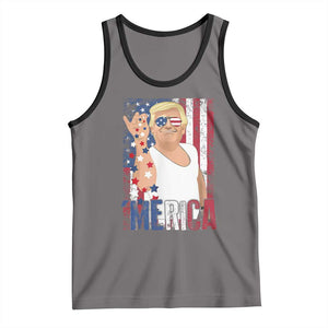 Funny Patriotic Trump Merica Tank Top Vintage American Flag 4th of July TS11 Deep Heather Black Print Your Wear