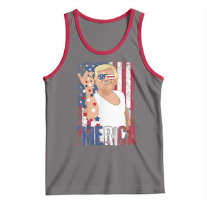 Funny Patriotic Trump Merica Tank Top Vintage American Flag 4th of July TS11 Deep Heather Red Print Your Wear