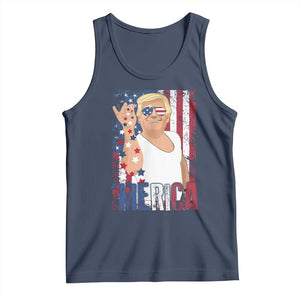 Funny Patriotic Trump Merica Tank Top Vintage American Flag 4th of July TS11 Navy Print Your Wear