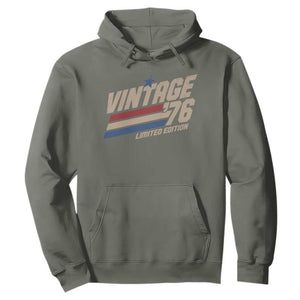 50th Birthday Hoodie Vintage 1976 50 Years Old Birthday USA Stripes TS11 Military Green Print Your Wear