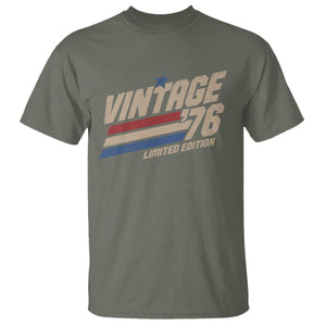50th Birthday T Shirt Vintage 1976 50 Years Old Birthday USA Stripes TS11 Military Green Print Your Wear
