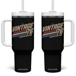 50th Birthday Tumbler With Handle Vintage 1976 50 Years Old Birthday USA Stripes TS11 One Size: 40 oz Black Print Your Wear