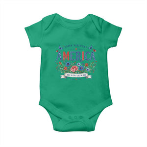 Floral 250th Birthday of America 250 Years USA Patriotic Baby Onesie