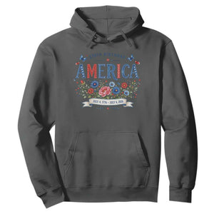 Floral 250th Birthday of America 250 Years USA Patriotic Hoodie