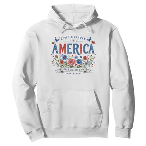 Floral 250th Birthday of America 250 Years USA Patriotic Hoodie