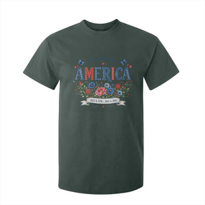 Floral 250th Birthday of America 250 Years USA Patriotic T Shirt For Kid