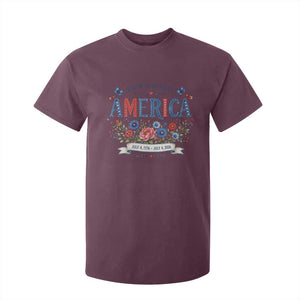 Floral 250th Birthday of America 250 Years USA Patriotic T Shirt For Kid