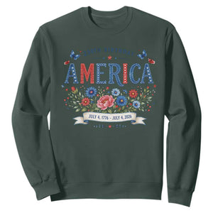 Floral 250th Birthday of America 250 Years USA Patriotic Sweatshirt