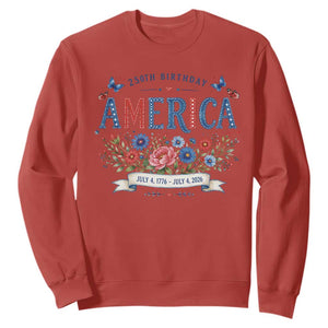 Floral 250th Birthday of America 250 Years USA Patriotic Sweatshirt
