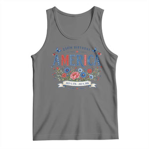 Floral 250th Birthday of America 250 Years USA Patriotic Tank Top
