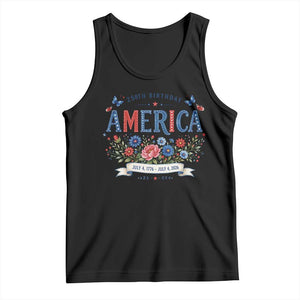 Floral 250th Birthday of America 250 Years USA Patriotic Tank Top