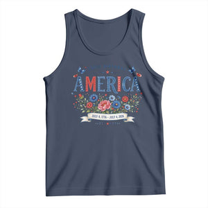 Floral 250th Birthday of America 250 Years USA Patriotic Tank Top