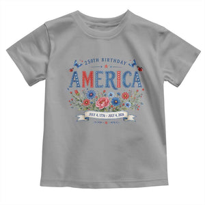 Floral 250th Birthday of America 250 Years USA Patriotic Toddler T Shirt