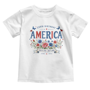 Floral 250th Birthday of America 250 Years USA Patriotic Toddler T Shirt