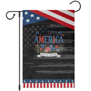 Floral 250th Birthday of America 250 Years USA Patriotic Garden Flag TS11 Distressed Black Blue Print Your Wear