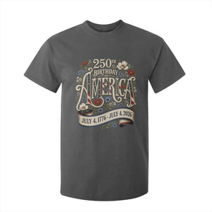 Floral America 250th Birthday T Shirt For Kid 4th of July America 250 Years Retro