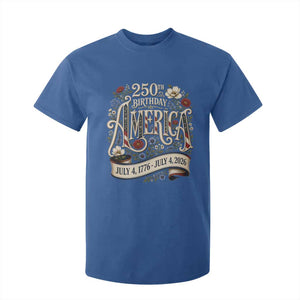 Floral America 250th Birthday T Shirt For Kid 4th of July America 250 Years Retro