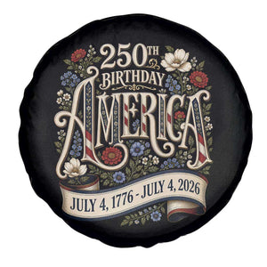 Floral America 250th Birthday Spare Tire Cover 4th of July America 250 Years Retro