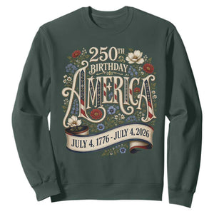 Floral America 250th Birthday Sweatshirt 4th of July America 250 Years Retro