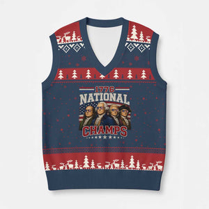 1776 National Champs Founding Father V-Neck Knit Sweater Vest Funny 4th of July Patriotic
