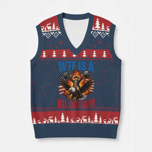 WTF Is A Kilogram V-Neck Knit Sweater Vest Funny George Washington 4th of July Gym Workout