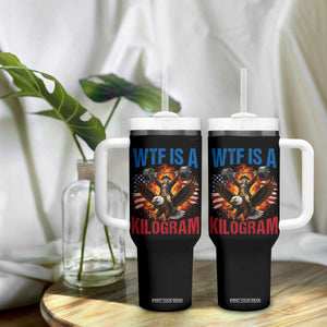 WTF Is A Kilogram Tumbler With Handle Funny George Washington 4th of July Gym Workout